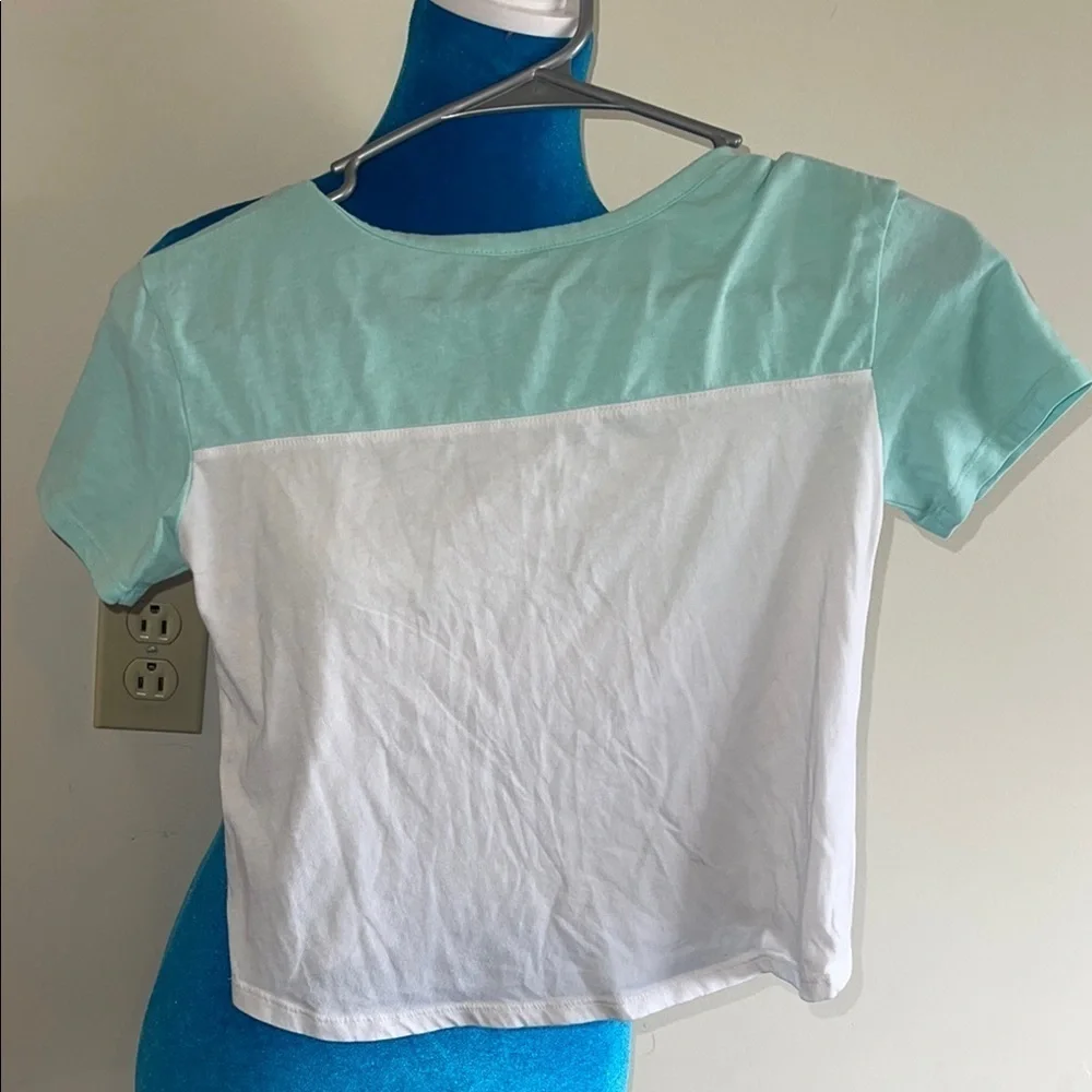 Justice Aqua and White Short Sleeve Tee